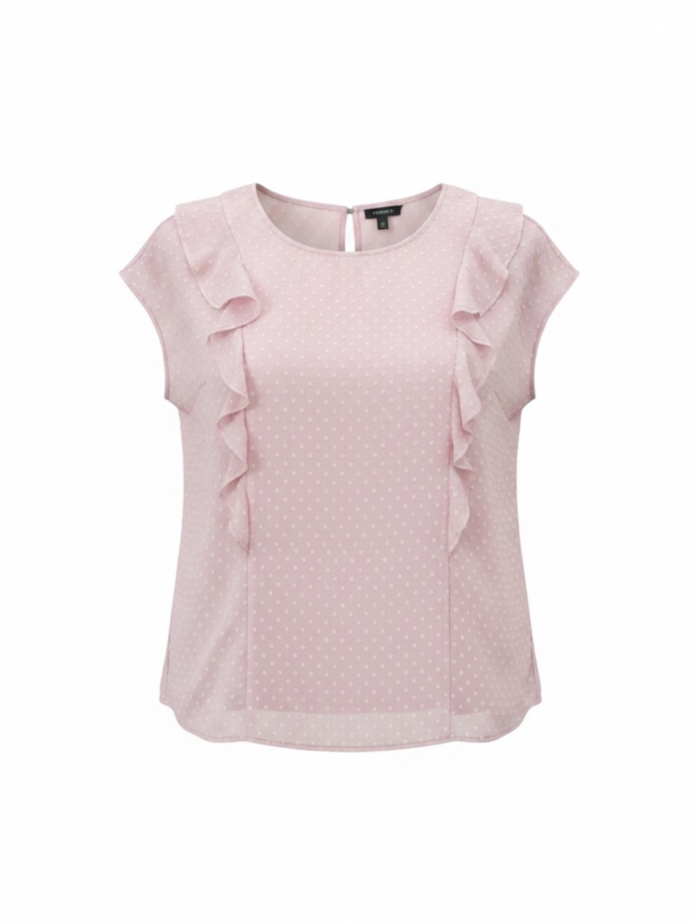 Torrid Pink Swiss Dot Blouse plus Size 4x Ruffle Front Sheer Lightweight Tunic